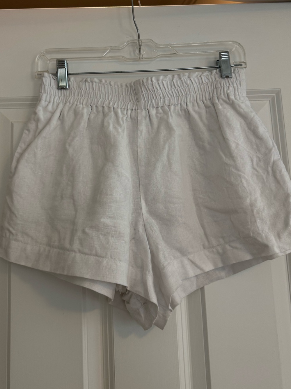 Reformation White Linen Shorts